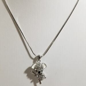 Crystal Koala bear silver tone necklace 17" wiggly  1.1386
